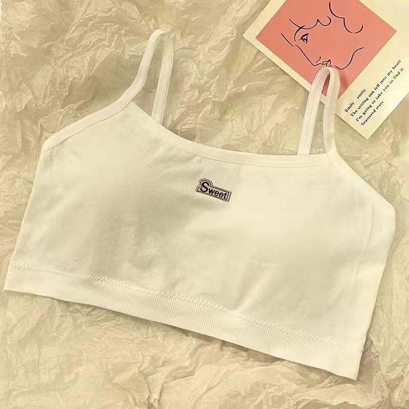 

Подростковое нижнее белье Беспроводной период развития Бесшовный жилет Студенты Учащиеся средней и старшей школы Естественно выглядящий клетчатый бюстье на бретелях M [90-110]] White [single piece]]