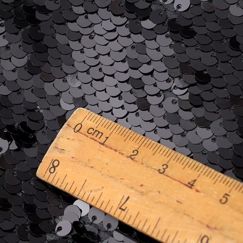 Black Large Sequen Embroidered Circular Mesh Fabric Jacket Half Skirt Clothing By The Half Meter Cloth Apparel Diy Sewing