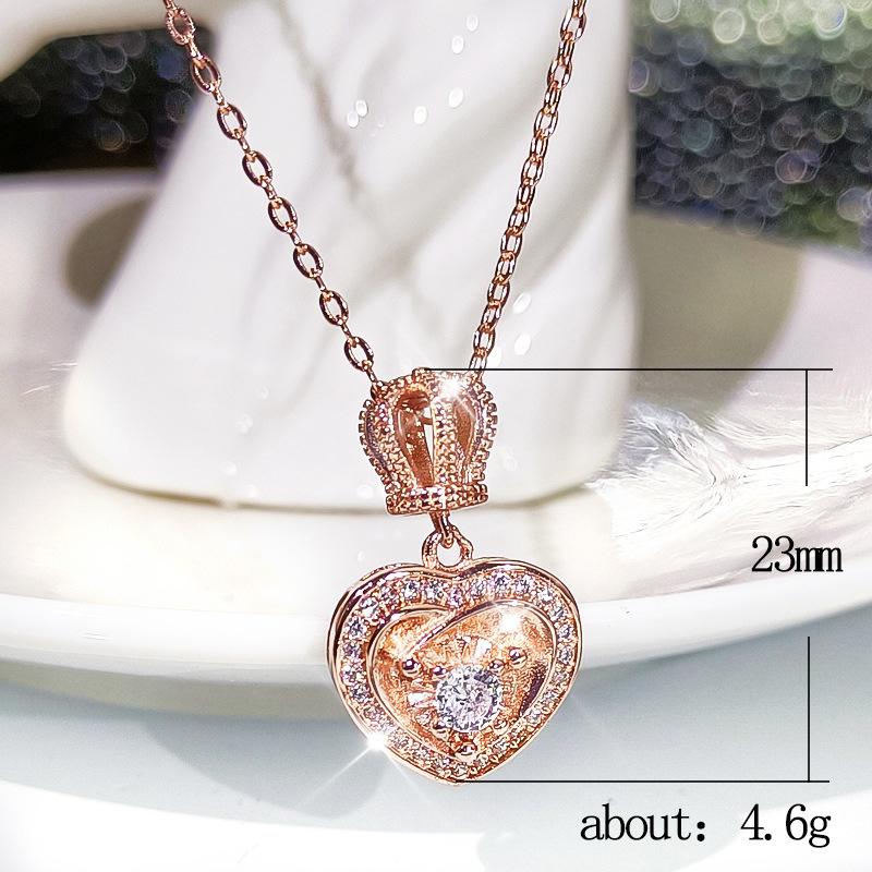 Necklace Decoration, Women's Heart-shaped Full Diamond Short Collarbone Chain, Simple Temperament Internet Celebrity Love Pendant