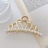 Korean Alloy Hair Accessories Metal Crown Pearl Rhinestone Metal Claw Hair Clips