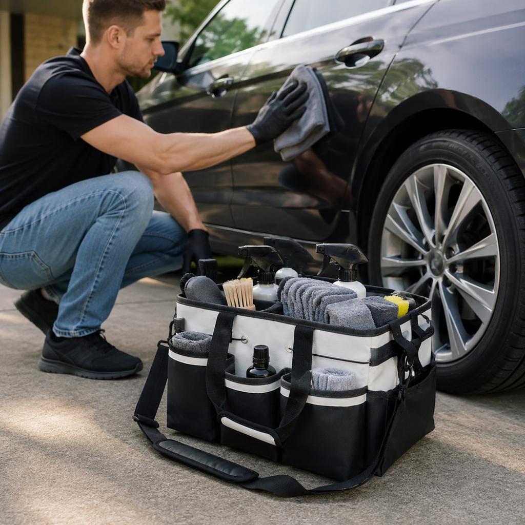 Scatola porta attrezzi per la pulizia Zaino per la pulizia delle spalle Borsa organizer portatile con più scomparti per uso domestico e commerciale