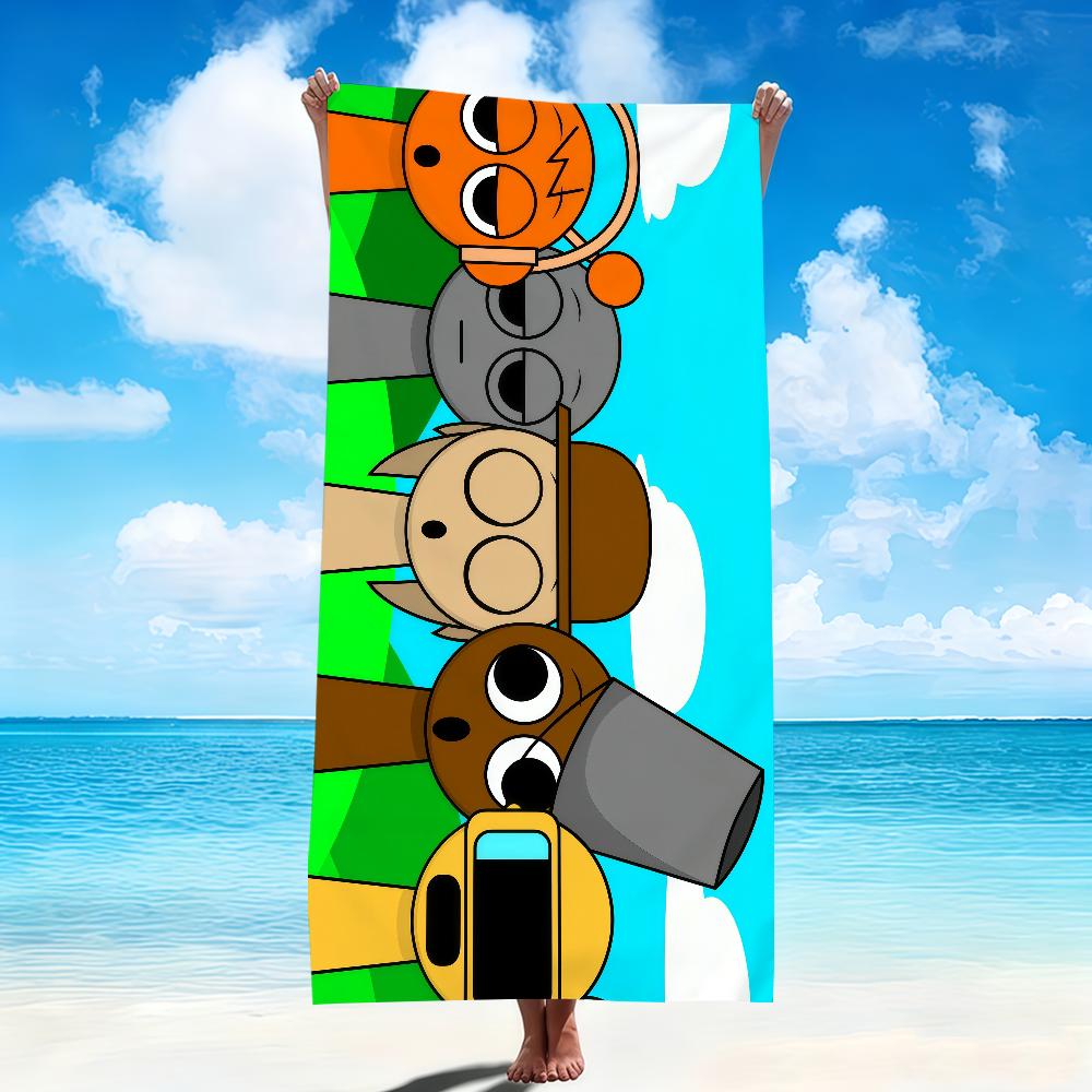 funny cute Game S-Sprunki I-Incredibox Towel Soft Beach Towels Quick Dry Pool Towel for Travel Gym bathing Spa Camp sport Gift