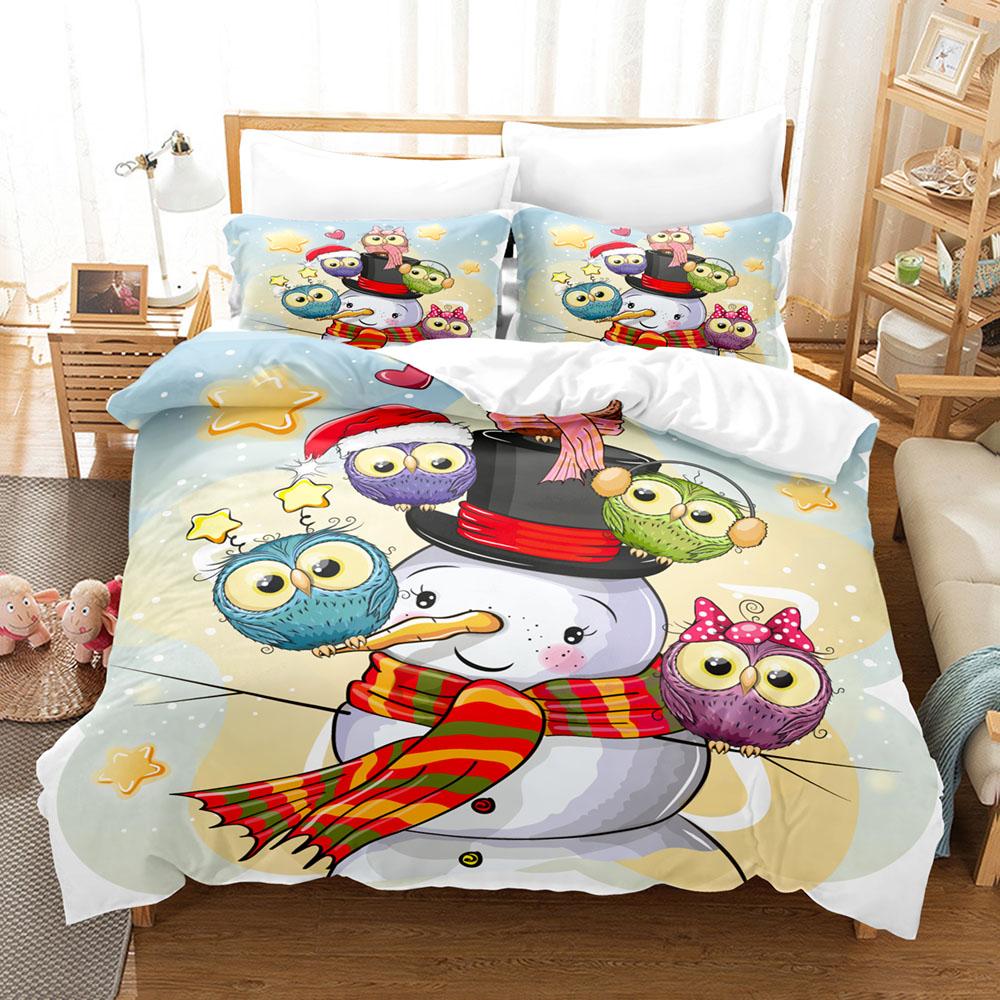 Cartoon Owl Bedding Collection Single Twin Full Queen King Size Animal Bird Bed Collection Aldult Kid Bedroom Duvetcover Collections 3D Print 039