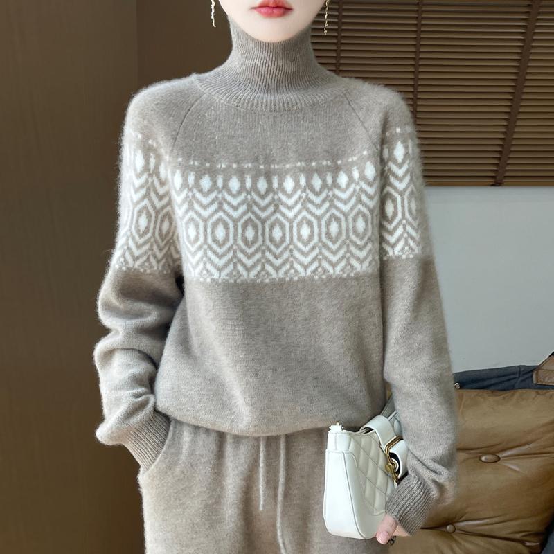 Women Sweater 100% Wool MODERN NEW SAGA Turtleneck Knit Pullover Thick Winter Jumpers Female Knit Tops