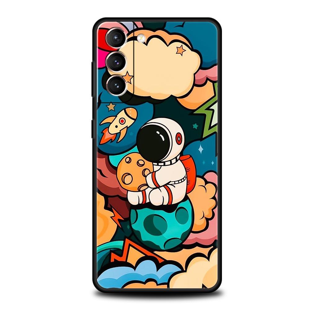 

Cartoon Cute Cosmonaut Phone Case Cover for Samsung Galaxy S26 S25 S24 S23 S22 S20 S21 FE Ultra S25 Edge Plus 5G Soft TPU Shell Samsung S23Plus