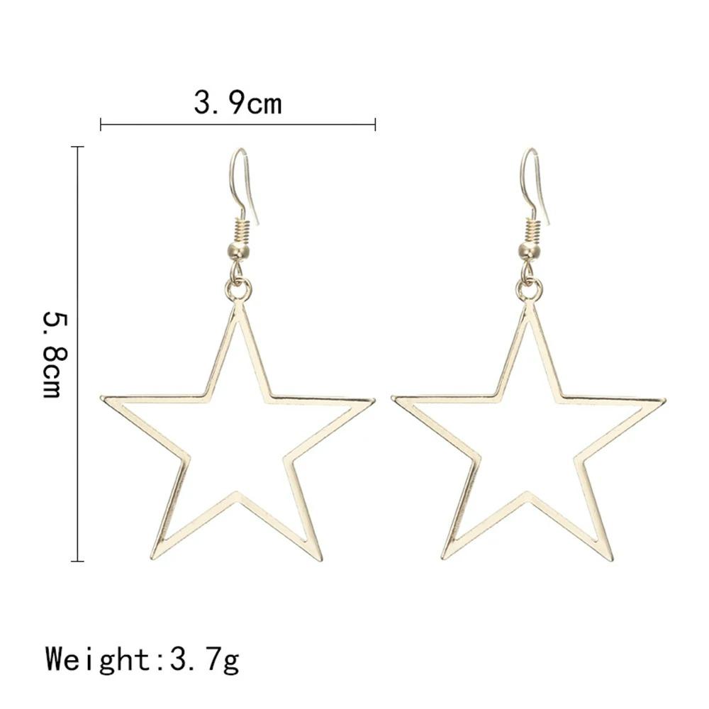 SUMENG New Fashion Handmade Simple Antique Hollow Star Pendant Drop Earrings for Women Vintage Jewelry Gifts Accessories