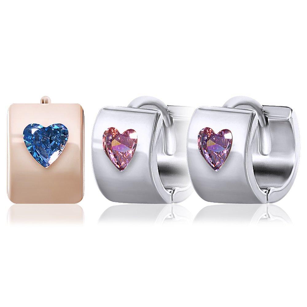 14K G.F. Fit Heart One-Touch Ring Earrings Ea3192
