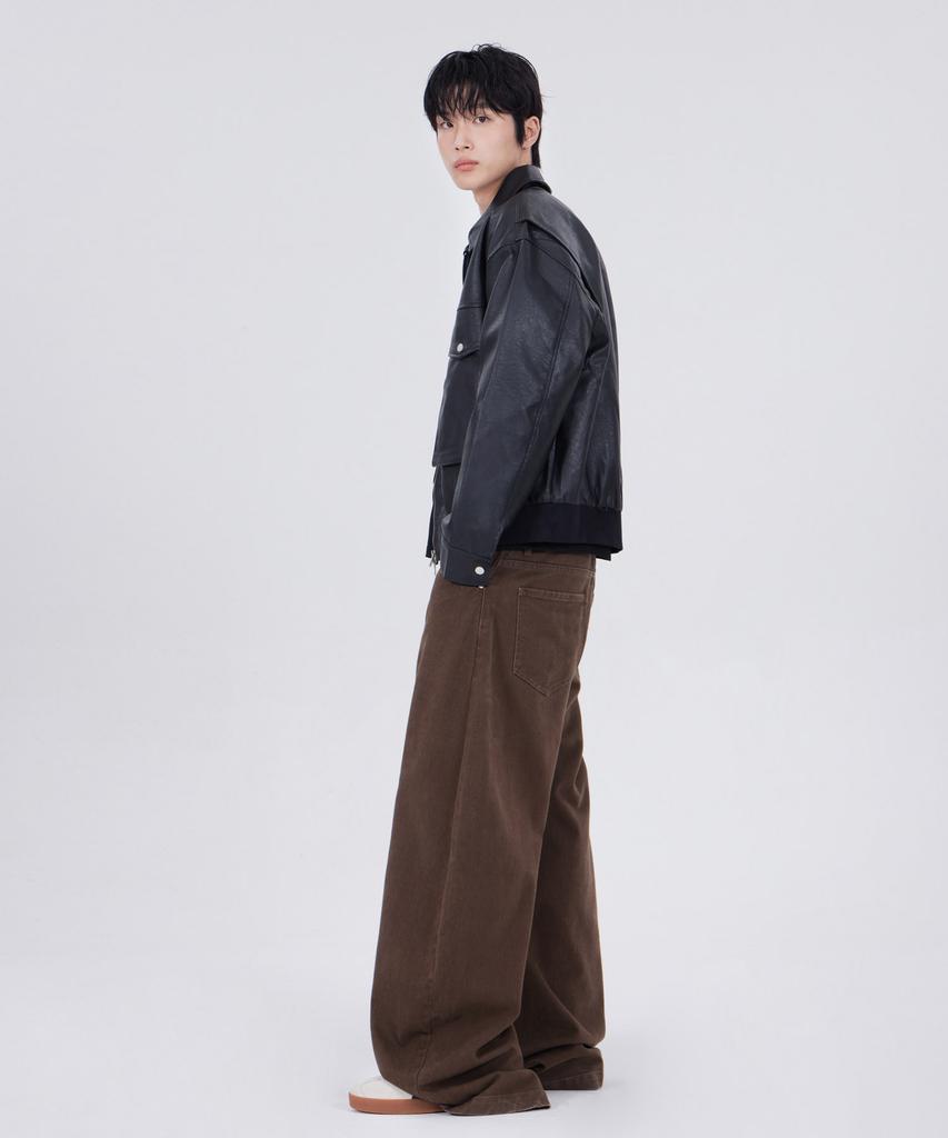 GLW High Curved Wide Cotton Pants Brown