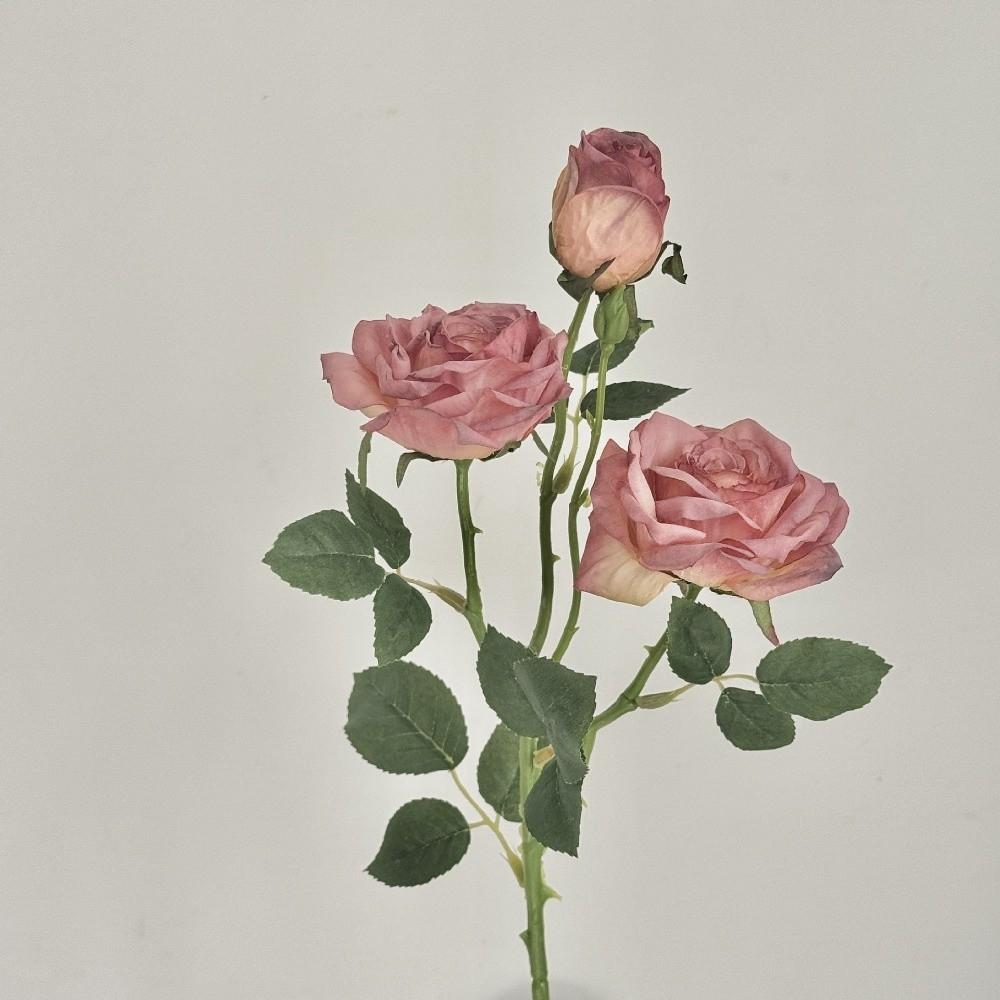 Burnt Edge Rose Artificial Rose Branch 3 Heads Fake Bouquet New Fake Peony  Wedding