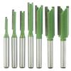 7-Piece Green Power Carbide Straight Router Bit Set - Dual-Function Slotting & Invisible Joint Cutters for Precision Woodworking