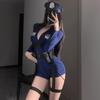 Plus Size Sexy European-American Policewoman Cosplay Lingerie Bodysuit with Zipper & Crotchless Design for Mature Women, Style 7505