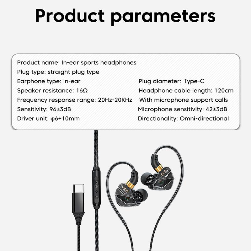 Digital Chip Wired Earphones 3.5 Mm AUX/Type C 9D HIFI Heavy Bass In-Ear Headsets With MIC Headphone For Samsung Huawei Xiaomi OPPO iPad PC