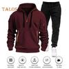 2Pcs/Set Men Sweatshirt Pants Set Hooded Drawstring Long Sleeve Sport Tops Elastic Waist Long Pants Set Solid Color Baggy Tracksuit