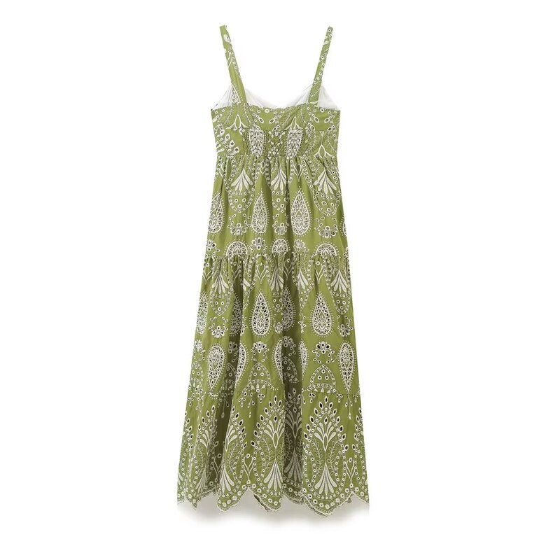 Fashion Style 2024 Summer New Arrival Women's Clothing Hollow-out Camisole Embroider Midi Skirt Mid Length Long Length Dress 3229472