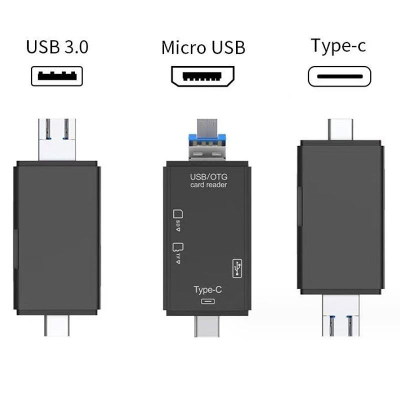 6 In 1 Type C Micro Usb Portable Sd Memory Card Reader High-Speed Transmission Adapter For Pc & Laptop