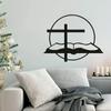 Czarny metalowy krzyż na ścianie, dekoracja spokojnego biura domowego, serdeczny prezent, metalowy krzyż na ścianie, czarny, spokojny gabinet domowy
