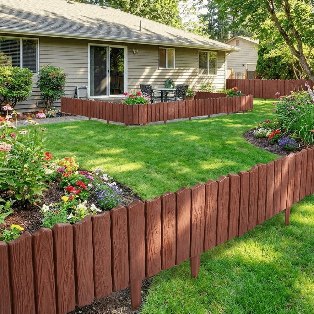3pcs Plastic Material Decorative Fence Panels Interlocking Fence Lawn Landscaping