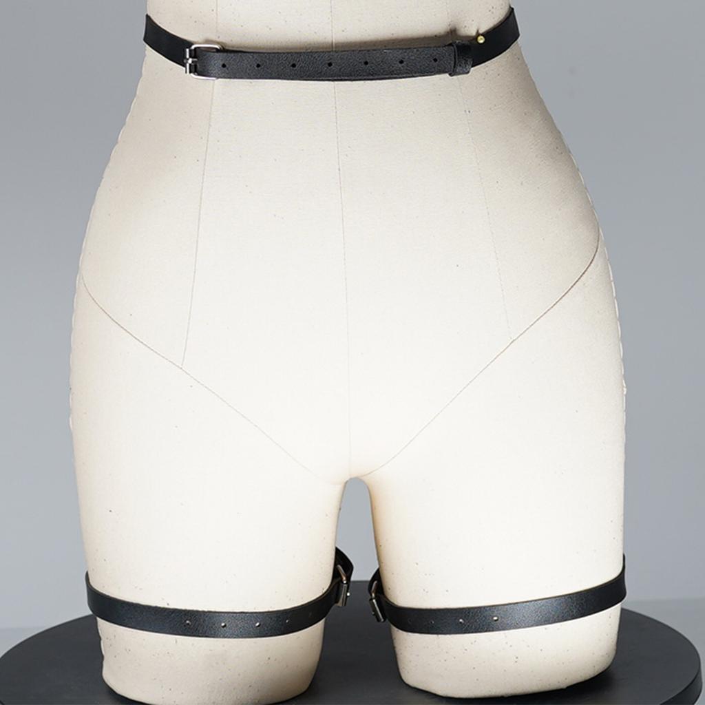 Women Sexy Thigh Garter Belt PU Leather Lingerie Bdms Bondage Lingerie Leg Harness Exotic Fetish Clothing Festival Rave Outfit