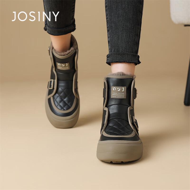 Zhuoshini Women s Warm Mid-Heel Snow Boots 35