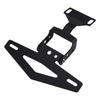 Foldable Adjustable Metal License Plate Holder, Black, Short Tail Design for Motorcycles