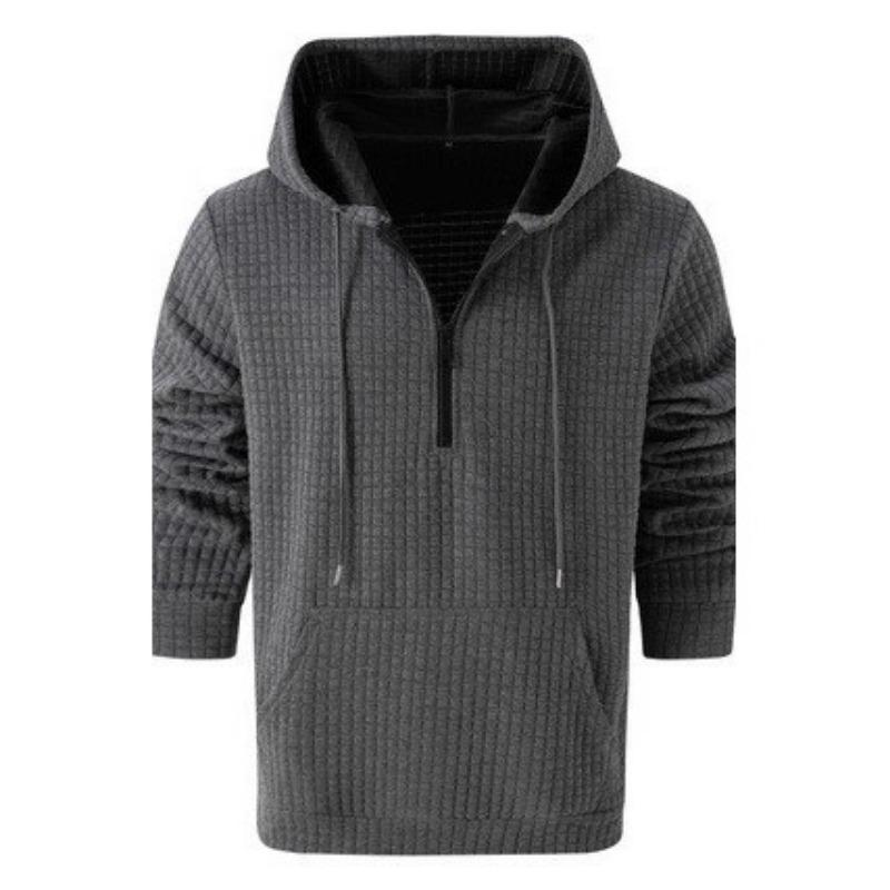 Men S Hooded Sweatshirt Plaid Casual Loose Fit Long Sleeve Pullover