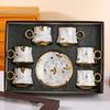 Classic European Style Ceramic Coffee Cup, Gold-plated Ceramic Cup, Trendy Coffee Cup, 6 Cups, 6 Plates Gift Box Set