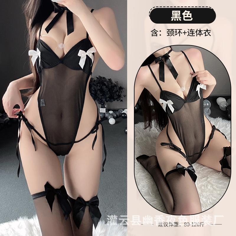 Erotic Lingerie Female Sexy Perspective Suspender Lace Onesie Perspective Teasing Flirting Pajamas Female