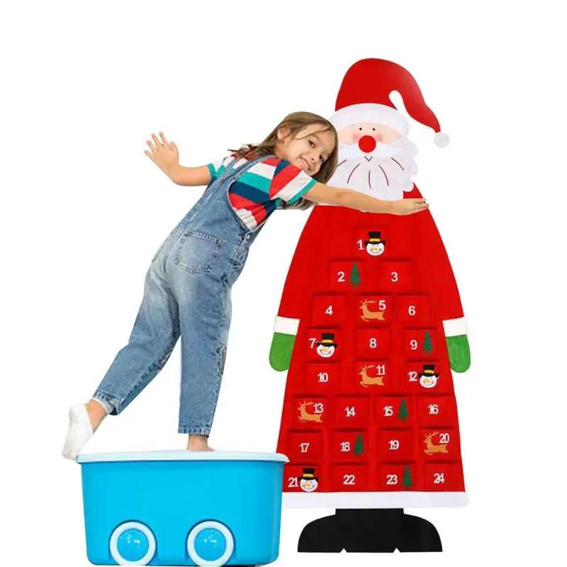 Felt Christmas Tree Calendar Hanging Decor Holiday Ornament Kids Christmas Gifts Door Wall Decoration for Home Party
