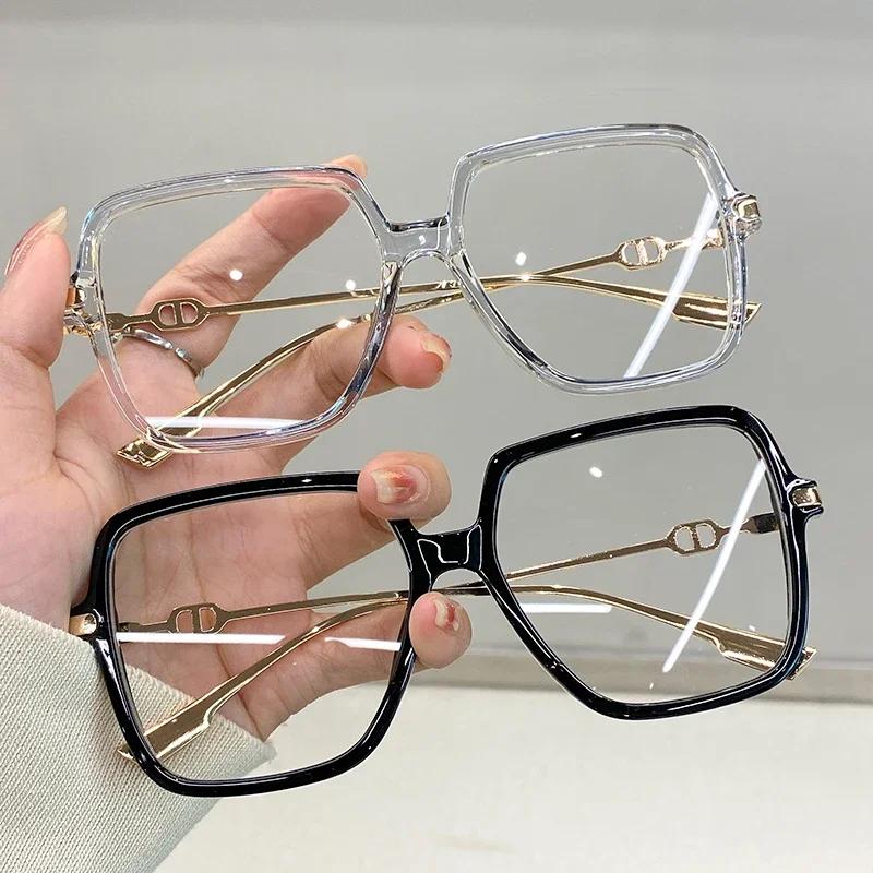 New Big Frame Blue Light Blocking Glasses Female Fashion Stylish Men Trend Brand Design Computer Protecting Eyewear