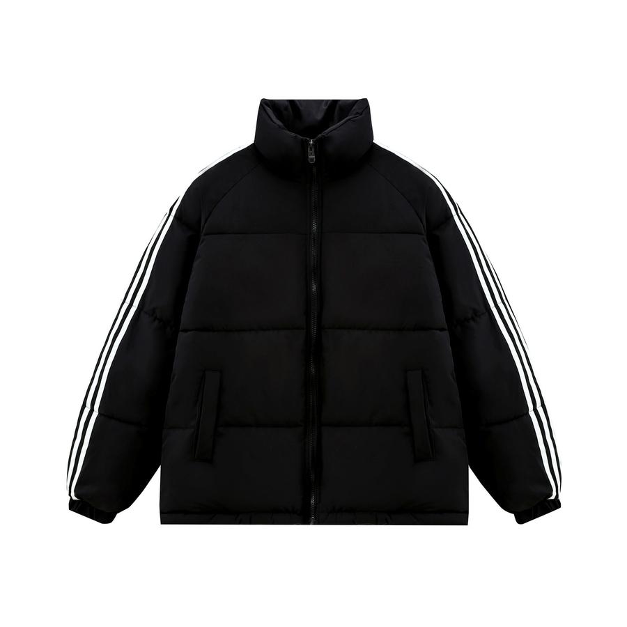 Winter Thick Puffer Coat for Women, Striped Casual Warm Coat for Couples, Thick Padding Jacket