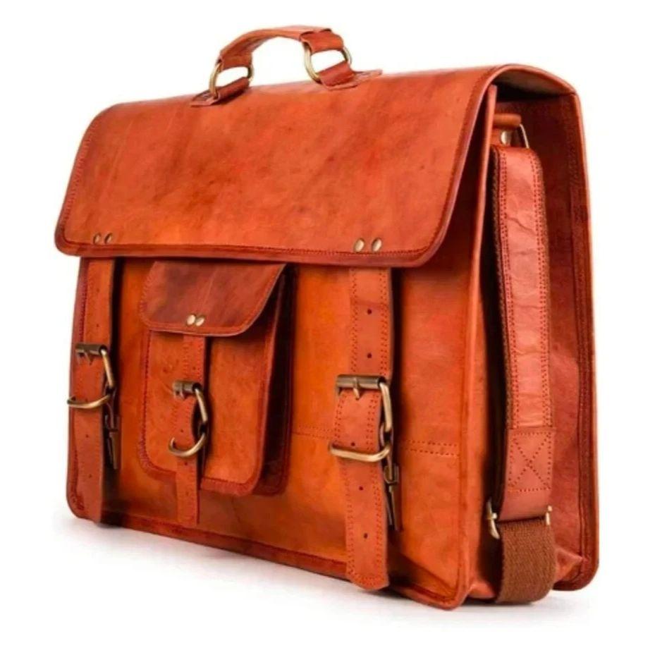 Travel New Vintage Bag Leather Laptop Messenger Shoulder Men's