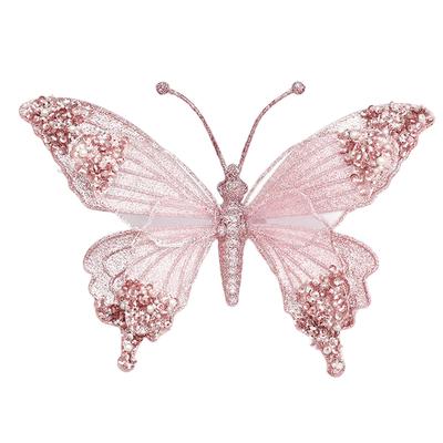 Holiday Decor Large Butterfly Ornament with Glitter Rhinestone Lightweight Plastic Pendant for Christmas For Tree Use