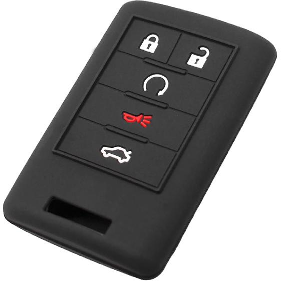 Silicone Key Fob Cover Fit for Cadillac ATS CTS DTS Escalade Escalade ESV SRX STS XTS Corvette Smart 5 Buttons Key Fob | Car Accessories | Remote Key