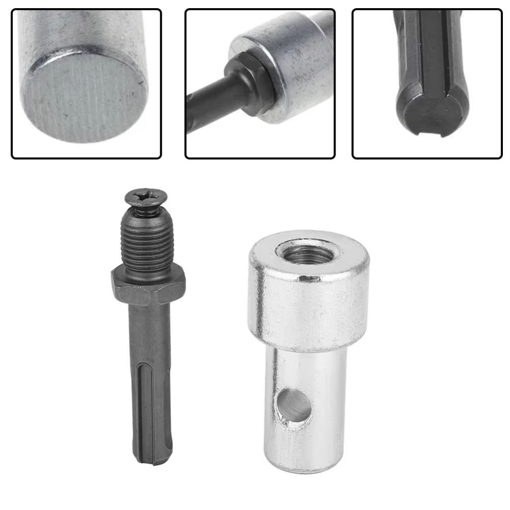 4 PCS Carbon Steel Drill Bit Adapter 2 Pits 2 Slots Auger Adapter Chuck Earth Auger Adapter  Garage