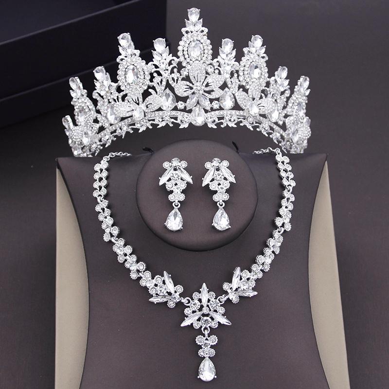 

Красные хрустальные свадебные наборы украшений для женщин, корона, колье-чокер, наборы тиар, свадебные, для выпускного вечера, костюмные украшения для невесты, аксессуары