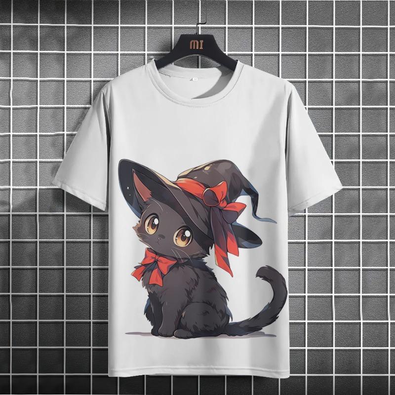 Funny Animal Men's T-Shirt Cute Cat Pattern 3D Printed T-shirts Casual Loose Fitting Short Sleeve Tee Oversized Men Clothing Top