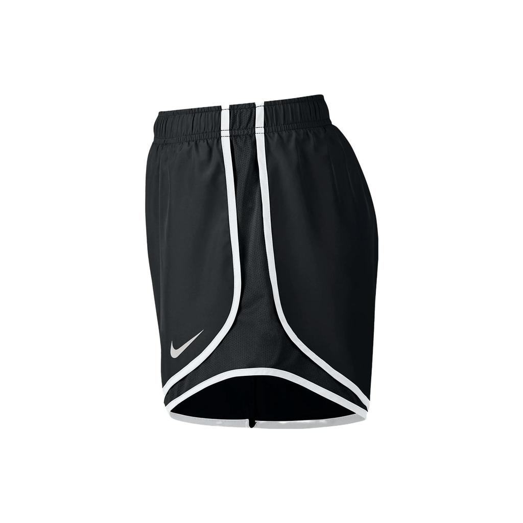 Nike Logo Print Striped Mid-Waist Straight-Leg Elastic Waist Casual Shorts Women Bottoms Black 831559-011