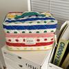 Polyester Rainbow Dot Makeup Bag With Breathable Design For Travel And Daily Use