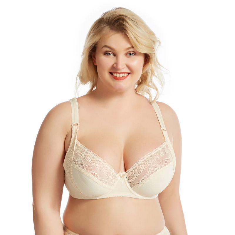 Women's Plus Size Lace Push-Up Bra with Underwire and Side Support