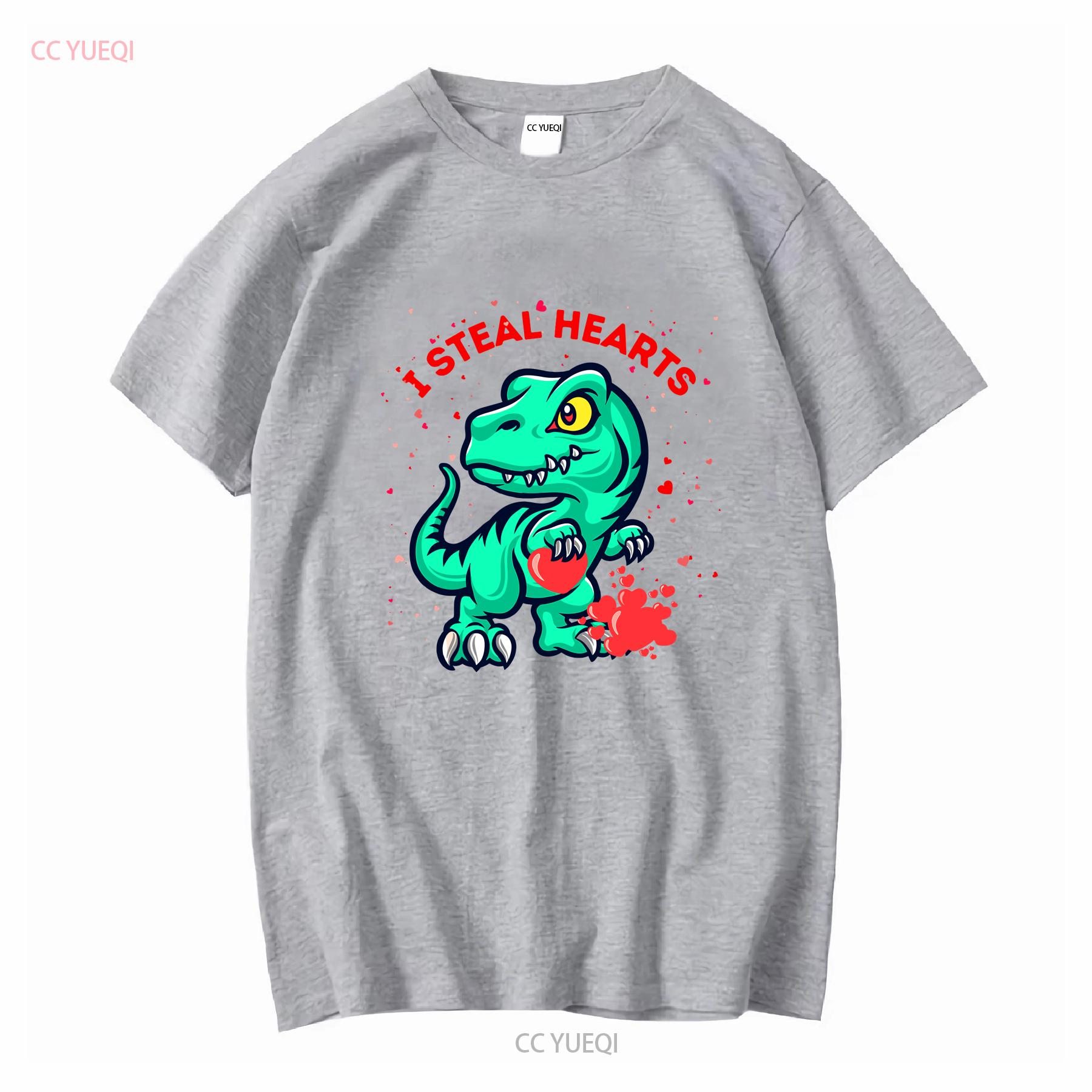 I Steal Hearts Kids Toddler Dino Dinosaur Valentines Day T Shirt S 5XL long or short sleeves vintage Washed Breathable S