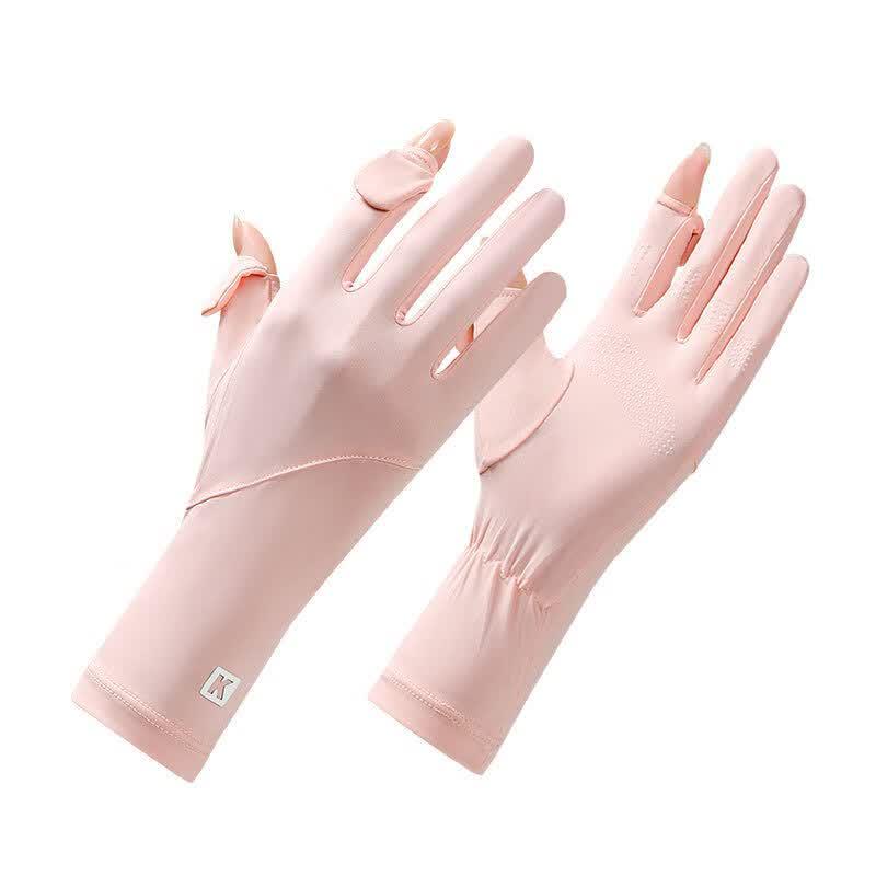 Ronglv Women s UV Protection Fingerless Ice Silk Gloves