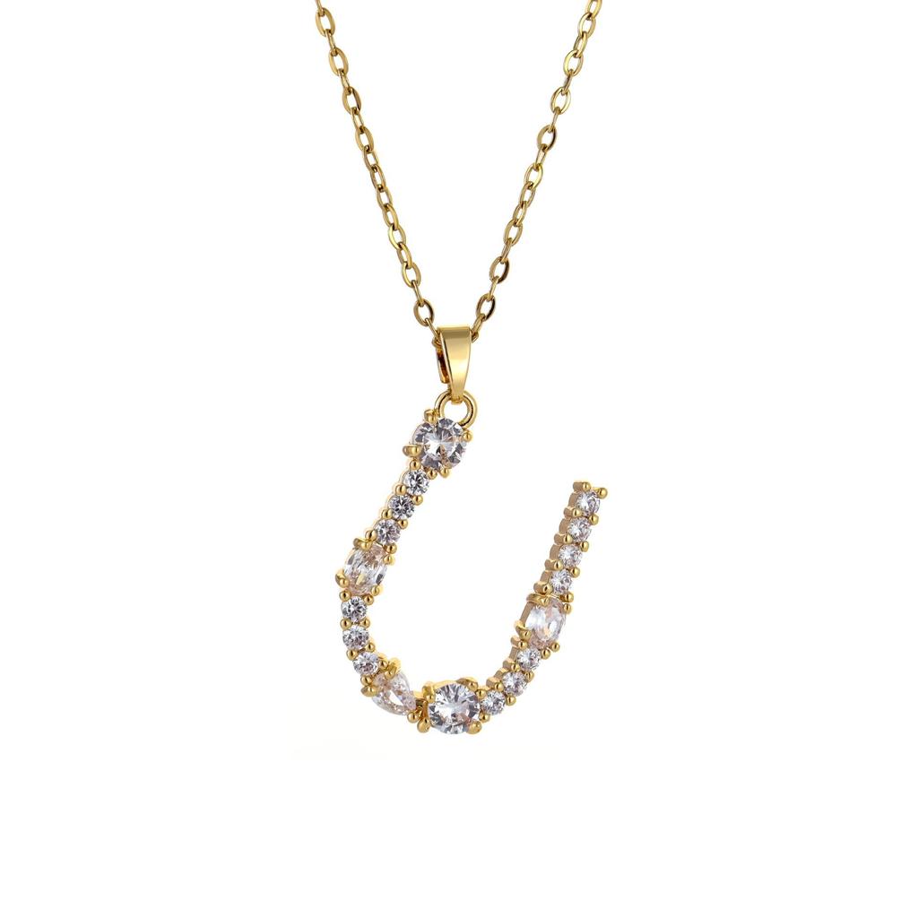 Luxury 26 Letter Necklace Women Unique Design White Zircon Crystal Collarbone Chain Party Jewelry Christmas Gift