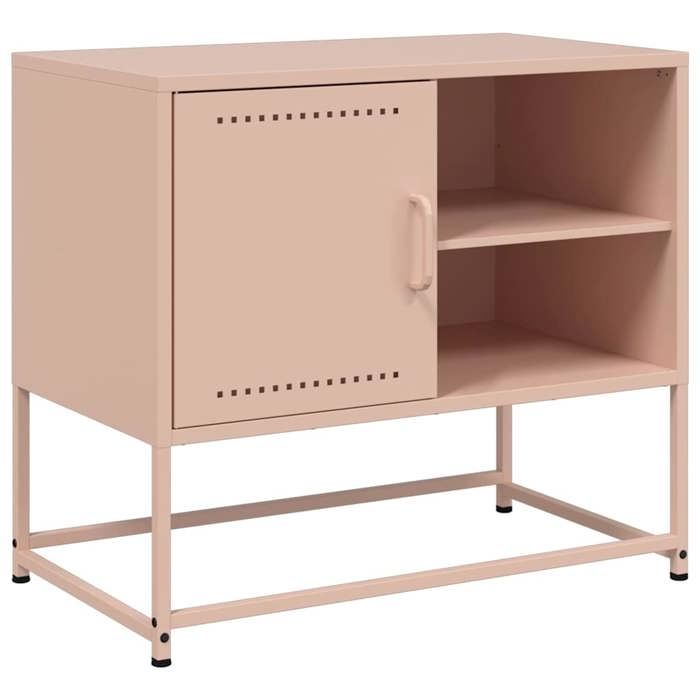 VidaXL Meuble TV rose 68x39x60,5 cm acier, support TV, buffet TV, meuble multimédia, banc TV, armoire hifi, centre de 846519
