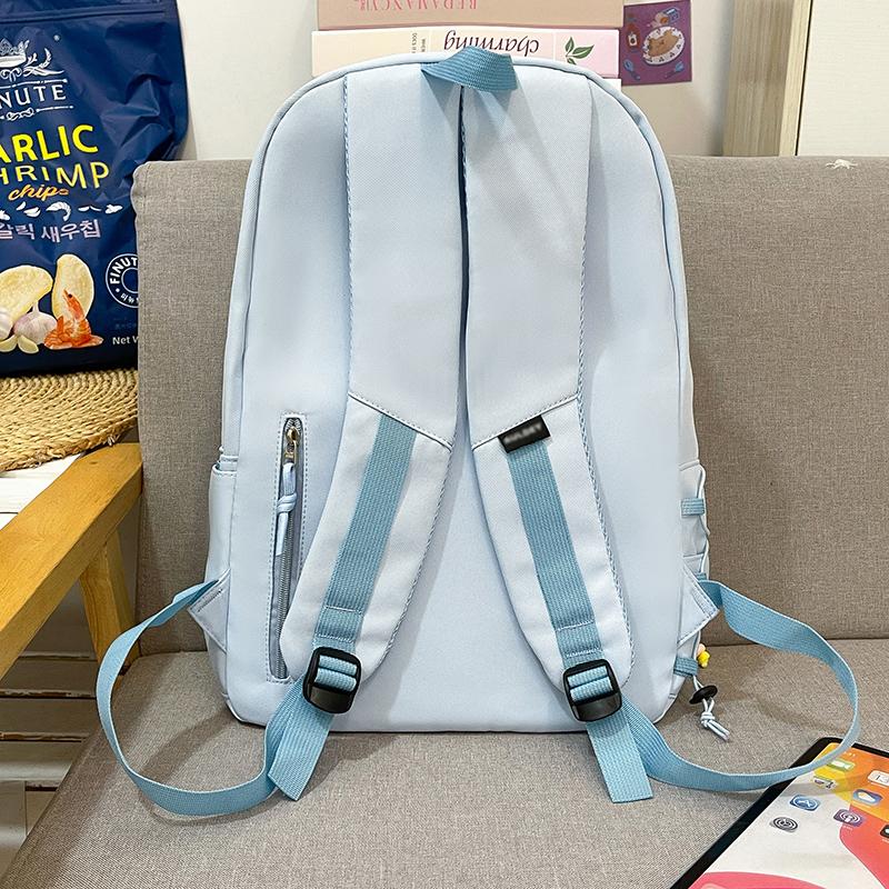 Women Lightweight Waterproof Backpack Solid Color Student Schoolbag