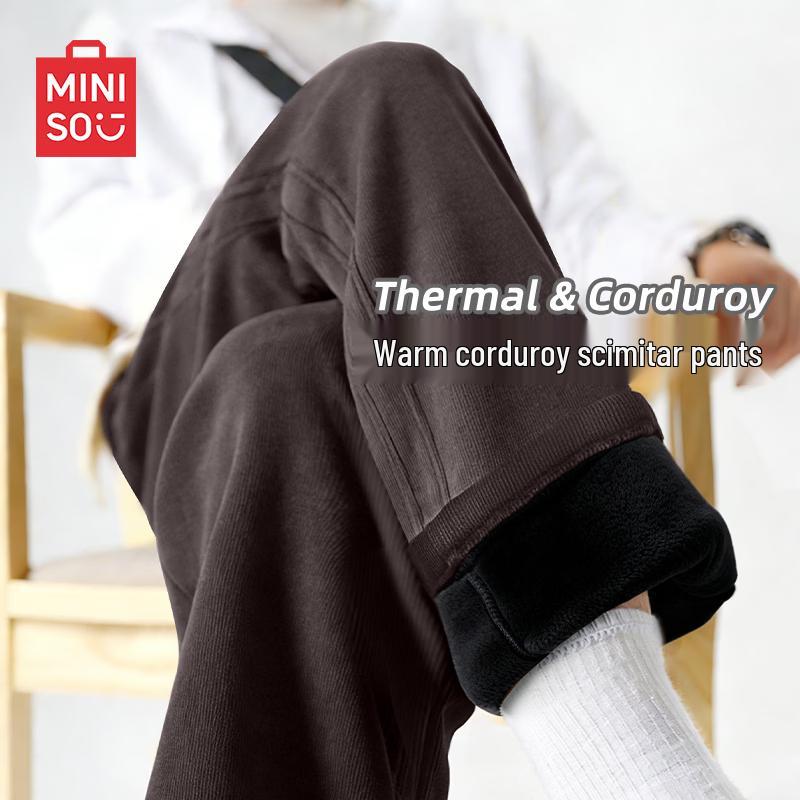MINISO Men s Chenille Fleece-Lined Curved Sweatpants M