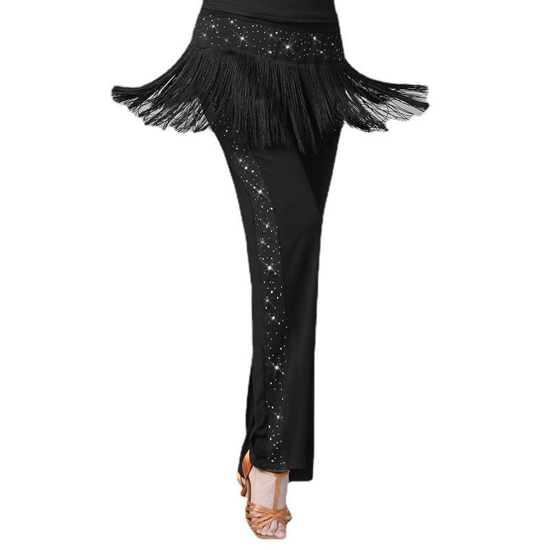 Costume Danse Latine Pantalon à Sequins et Franges Danse Carrée Danse de Marin Jitterbug Costume Pantalon de Danse