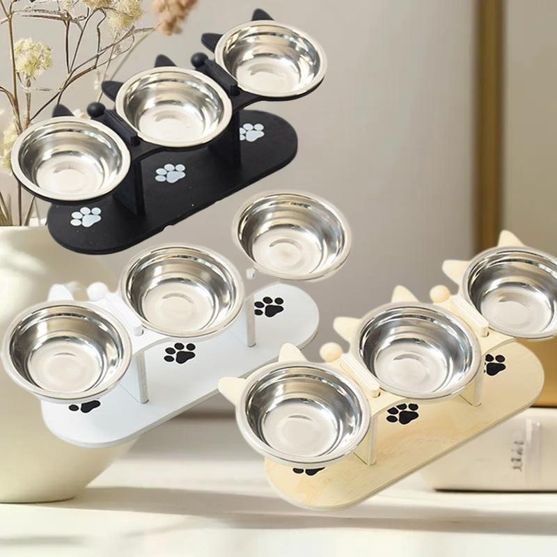 Elevated Cat Food Bowls with Non-Slip Base - Raised Feeder for Neater Eating, Reduce Neck Strain