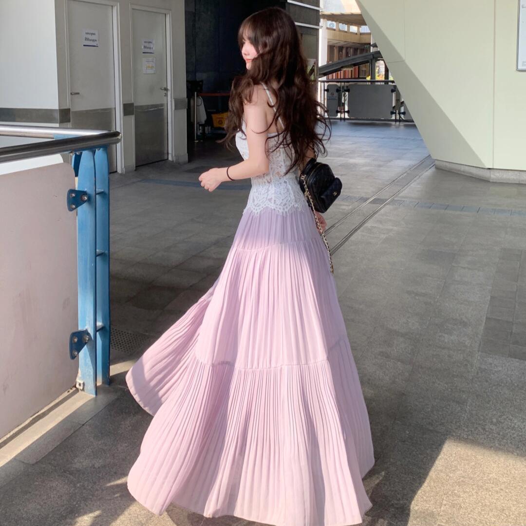 

Женская миди-юбка А-силуэта светло-фиолетового цвета - Новая летняя плиссированная юбка с высокой талией 2025 One Size - Premium Version фиолетовый