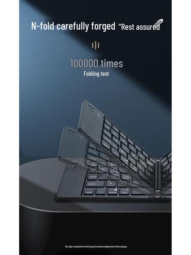 Compact Triple-System Folding Bluetooth Keyboard with Silent Typing and Rechargeable Battery