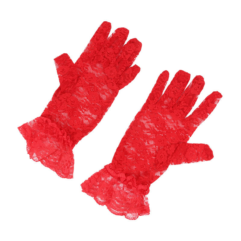 Women's Lace Floral Opera Tea Party Gloves Elegant Wrist Length Bridal Wedding Prom Gloves Costume Accessories
